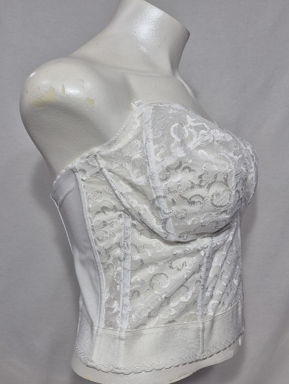 42FF US (42F UK) Goddess 689 Lace Longline Bridal Bustier Underwire Bra White - Picture 2 of 7